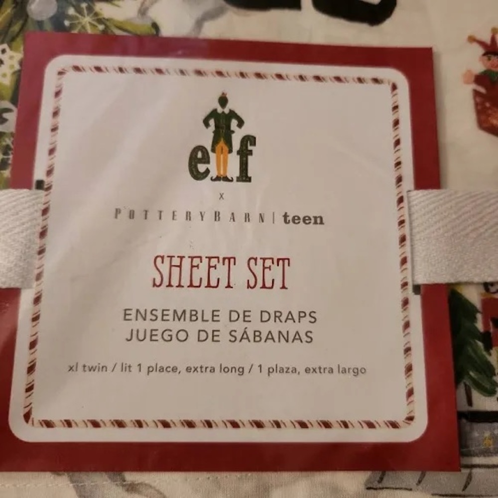 POTTERY BARN Buddy the Elf Christmas sheet set•new•twin xl - Picture 3 of 7